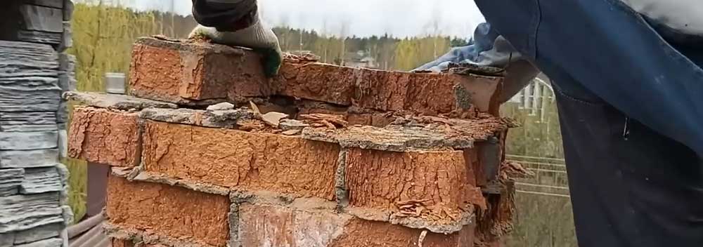 крошится кирпич на дымоходе